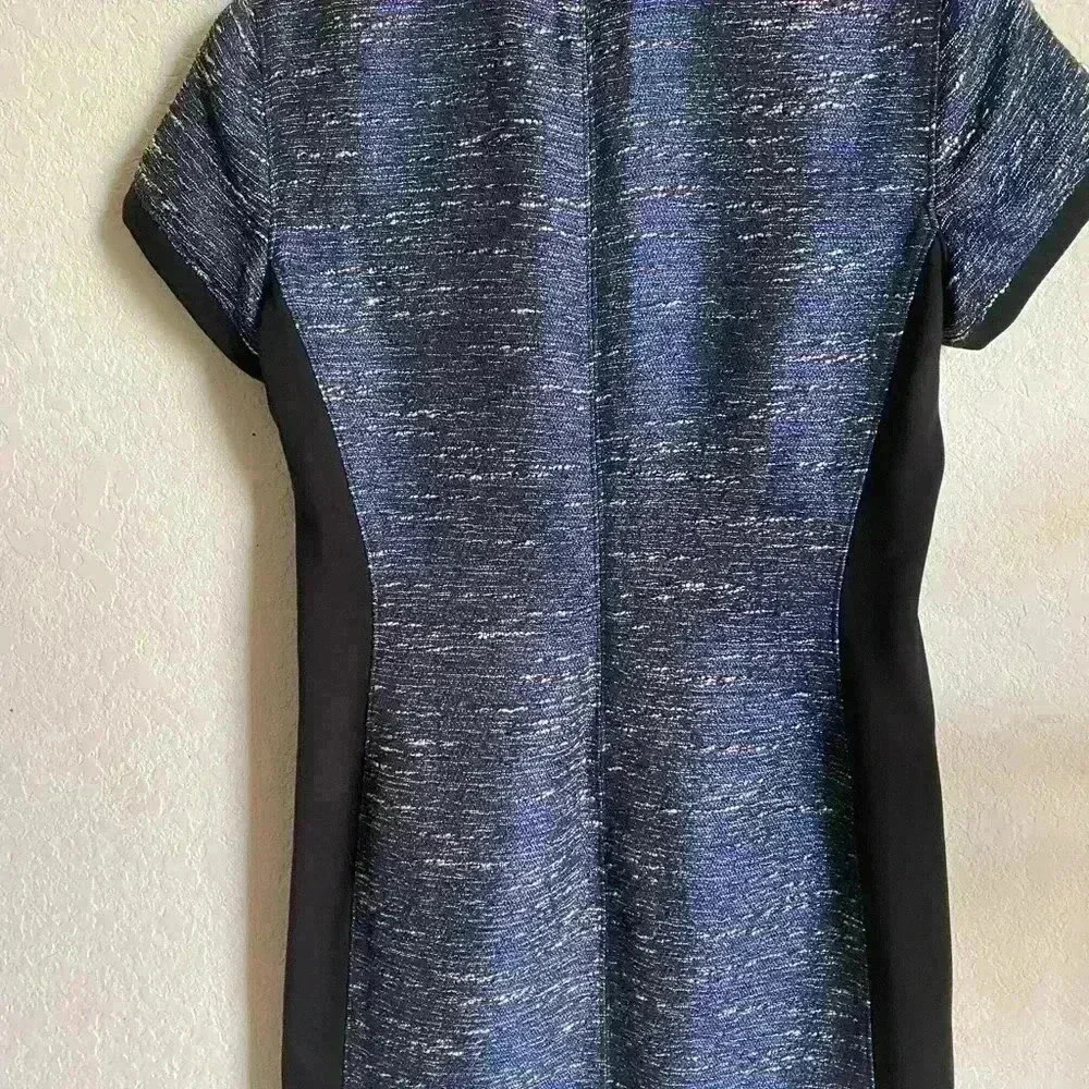 Madewell Shimmerweave Blue Metallic Tee Tweed Coquette Mini Shift Dress Size 0 - Picture 7 of 8